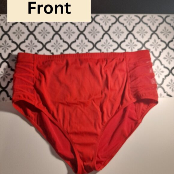*BOGO FREE* TORRID Size 3 Red High Rise Lattice Side Swim Bottom - Picture 1 of 4